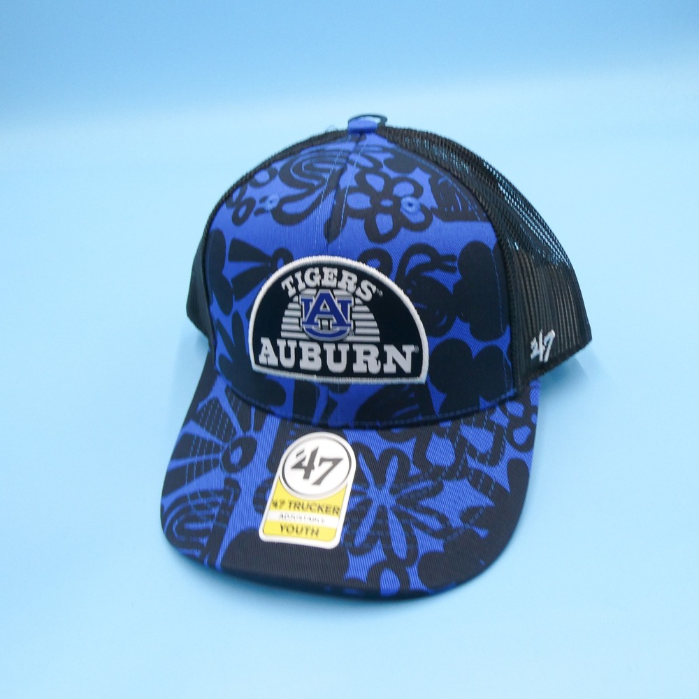 '47 Trucker Hat Youth Auburn Tigers Blue Black Floral Mesh Snapback‎ Cap Boys